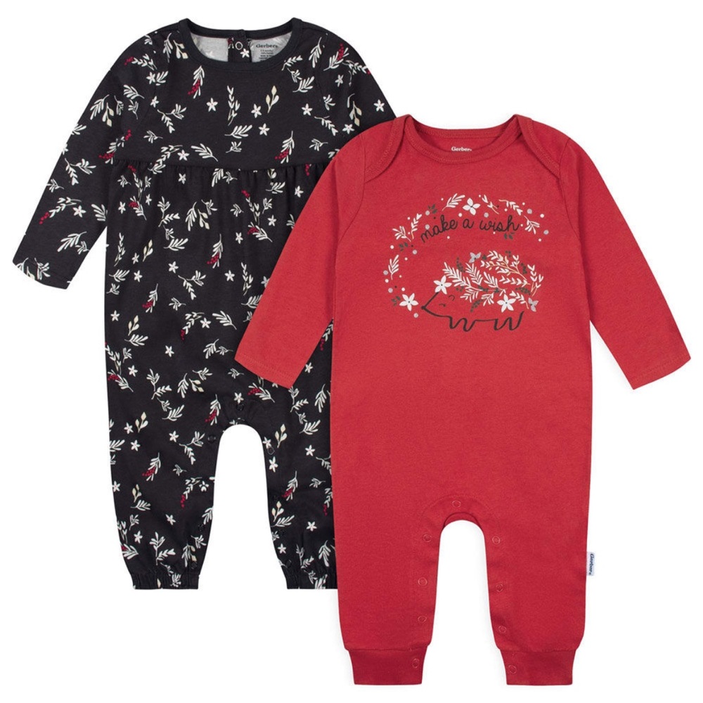 NWT Gerber Newborn- 2 Pack Romper - Wish - Red